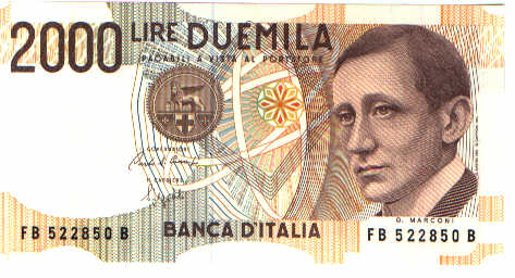 Italy, Marconi 2000 lires, front