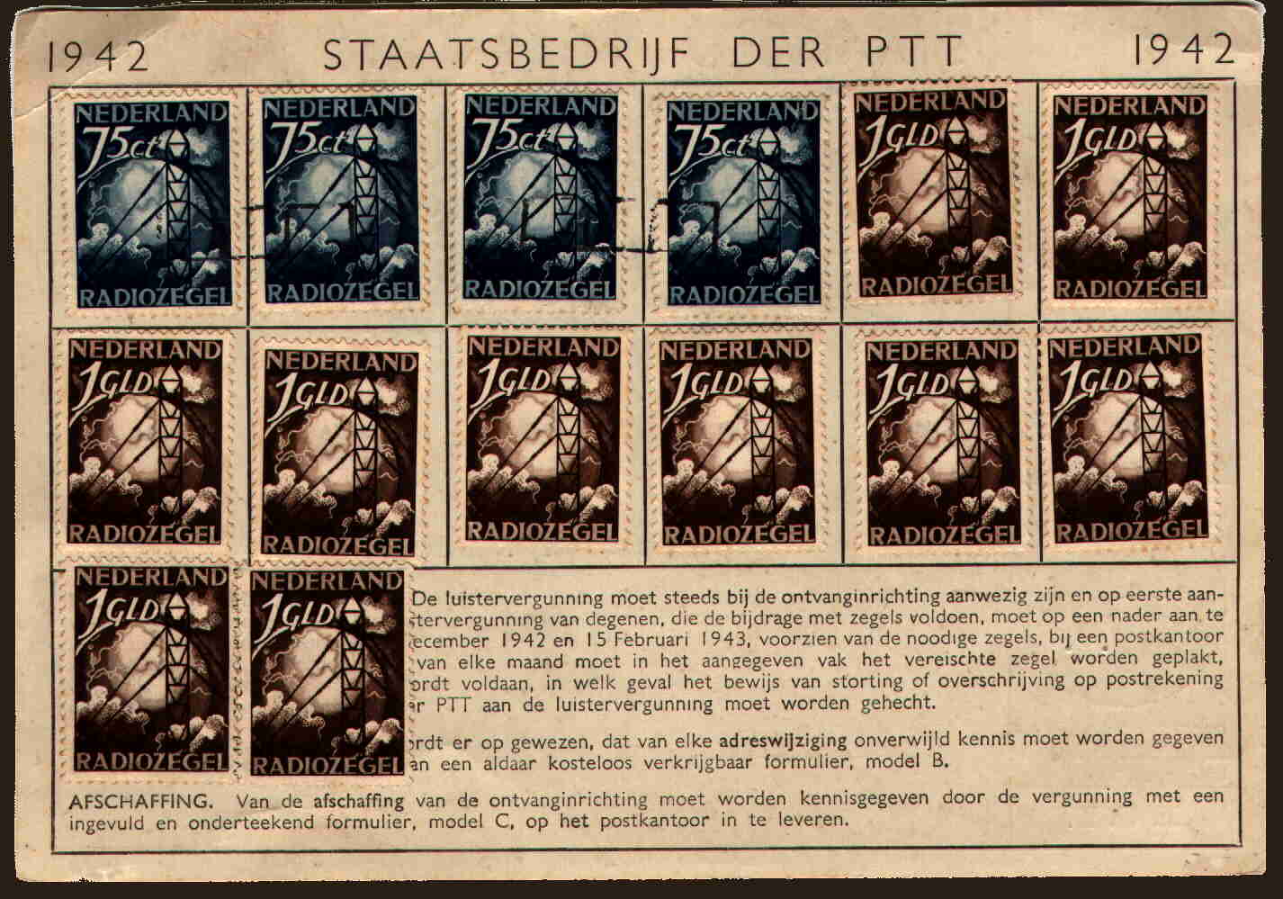 Dutch 1942 radio license, front